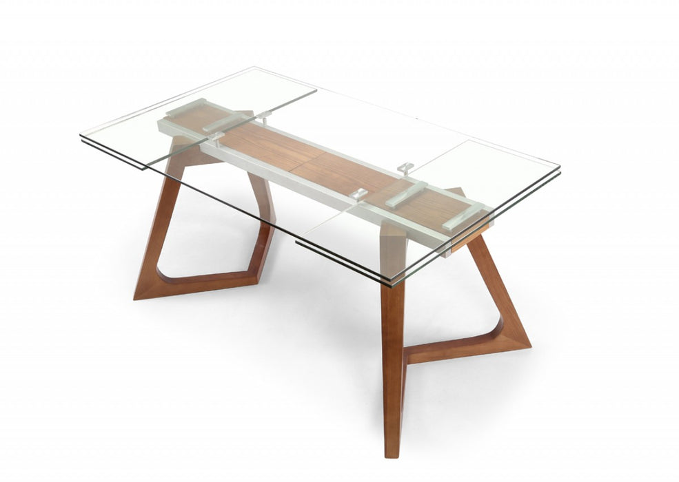 VIG Furniture - Modrest Ruth Modern Extendable Glass & Walnut Dining Table - VGNSGD8682