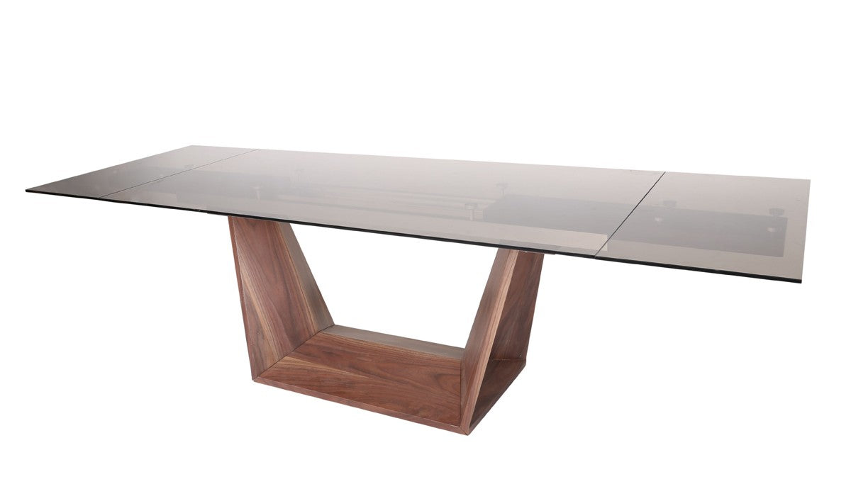 VIG Furniture - Modrest Babia Modern Smoked Glass & Walnut Extendable Dining Table - VGNSGD8683-SMK