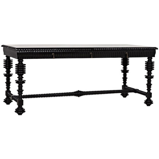 NOIR Furniture - Portuguese Desk in Hand Rubbed Black - GDES115HB