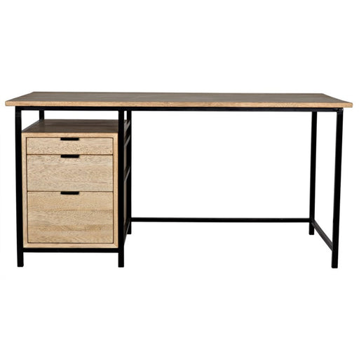 NOIR Furniture - Nabucco Desk, Bleached Walnut and Metal - GDES164BW - GreatFurnitureDeal