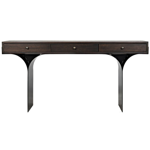 NOIR Furniture - Truss Desk, Ebony Walnut with Metal Legs - GDES178EB - GreatFurnitureDeal