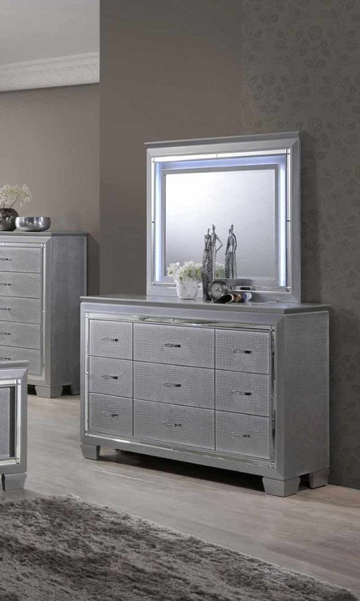 Myco Furniture - Martina Dresser With Mirror in Silver - MA700-DM - GreatFurnitureDeal