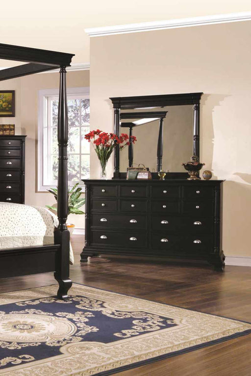 Myco Furniture - St. Regis Dresser With Mirror in Antique Black - SR8207-DM - GreatFurnitureDeal
