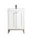 James Martin Furniture - Chianti 20" Single Vanity Cabinet, Glossy White, Brushed Nickel, w/ White Glossy Composite Countertop - E303V20GWBNKWG - GreatFurnitureDeal