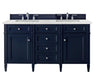 James Martin Furniture - Brittany 60" Victory Blue Double Vanity w- 3 CM Eternal Jasmine Pearl Quartz Top - 650-V60D-VBL-3EJP - GreatFurnitureDeal