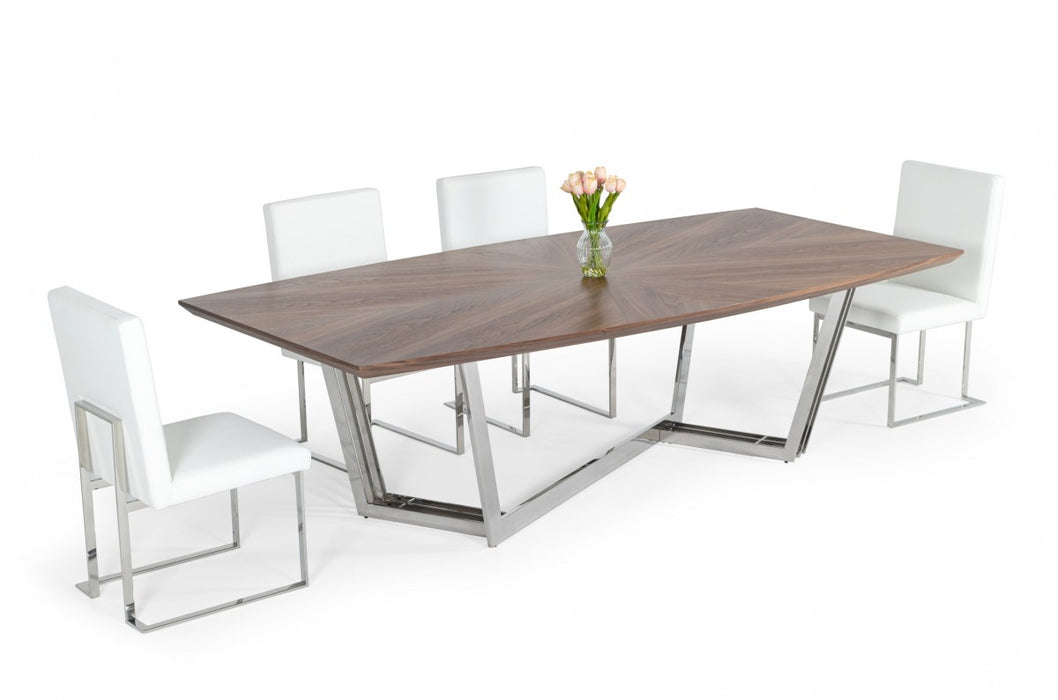 VIG Furniture - Modrest Gilroy - Modern Walnut & Stainless Steel Dining Table - VGBBMI2003T-WAL-DT - GreatFurnitureDeal