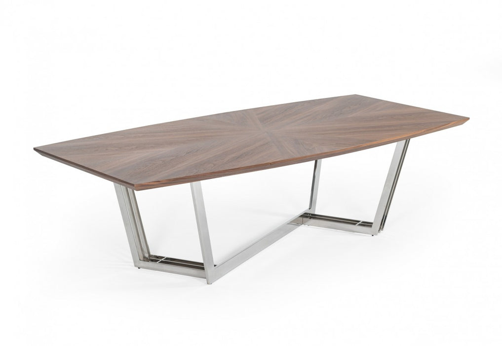 VIG Furniture - Modrest Gilroy - Modern Walnut & Stainless Steel Dining Table - VGBBMI2003T-WAL-DT
