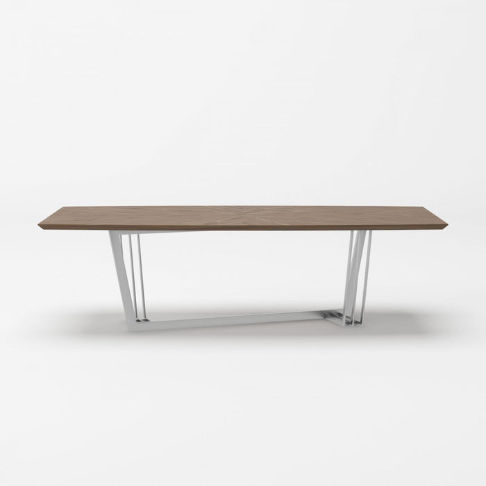 VIG Furniture - Modrest Gilroy - Modern Walnut & Stainless Steel Dining Table - VGBBMI2003T-WAL-DT