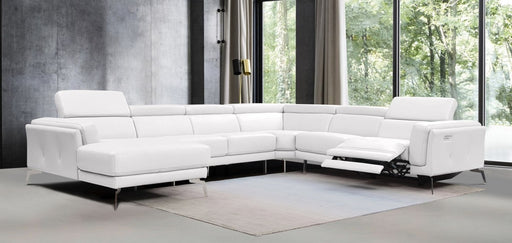 VIG Furniture - Divani Casa Gilsum - White Modern Leather Single Power Recliner Sectional Sofa - VGEV1889-WHT-SECT - GreatFurnitureDeal