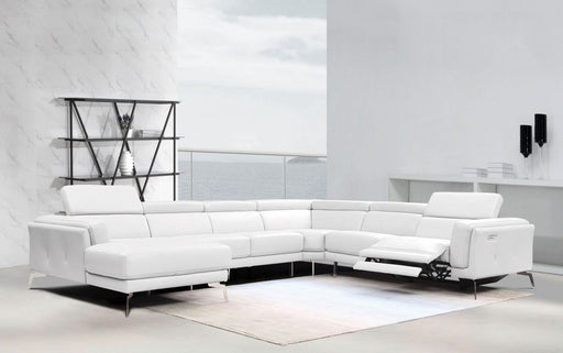 VIG Furniture - Divani Casa Gilsum - White Modern Leather Single Power Recliner Sectional Sofa - VGEV1889-WHT-SECT - GreatFurnitureDeal