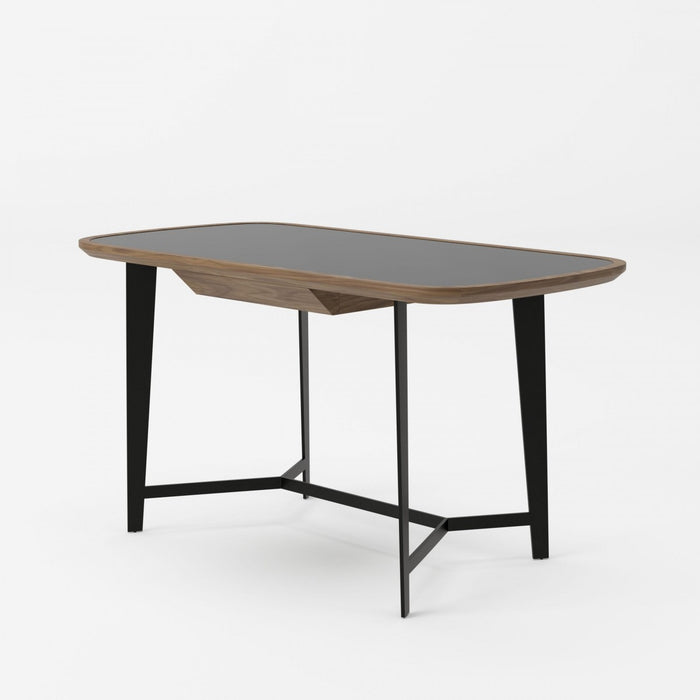 VIG Furniture - Modrest Girard - Modern Walnut & Black Glass Desk - VGBBMQ2002DK-2 - GreatFurnitureDeal