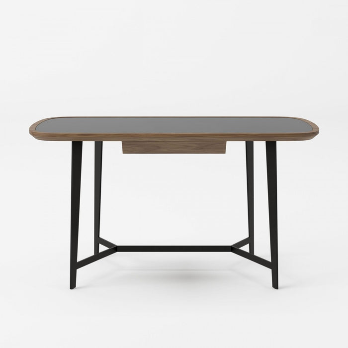 VIG Furniture - Modrest Girard - Modern Walnut & Black Glass Desk - VGBBMQ2002DK-2 - GreatFurnitureDeal