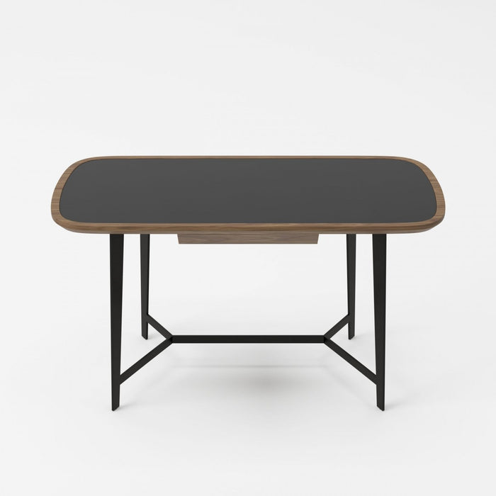 VIG Furniture - Modrest Girard - Modern Walnut & Black Glass Desk - VGBBMQ2002DK-2