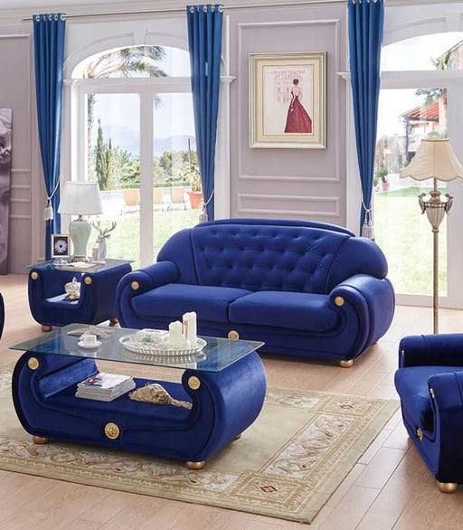 ESF Furniture - Giza Fabric Sofa in Dark Blue - GIZA3BLUE - GreatFurnitureDeal