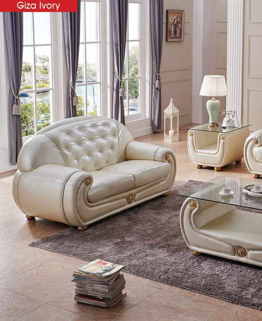 ESF Furniture - Giza Full Leather Loveseat in Beige - GIZA2 - GreatFurnitureDeal