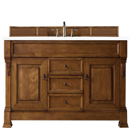 James Martin Furniture - Brookfield 60" Country Oak Single Vanity w- 3 CM Charcoal Soapstone Quartz Top - 147-114-5371-3CSP - GreatFurnitureDeal