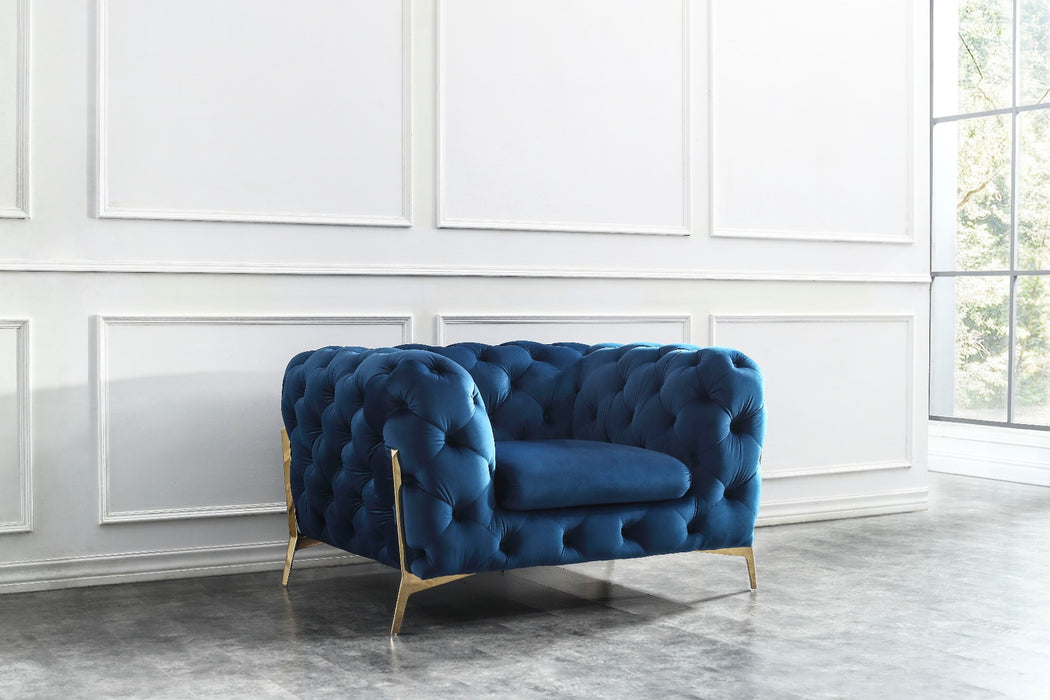 J&M Furniture - Glamour 3 Piece Living Room Set in Blue - 17182-3SET