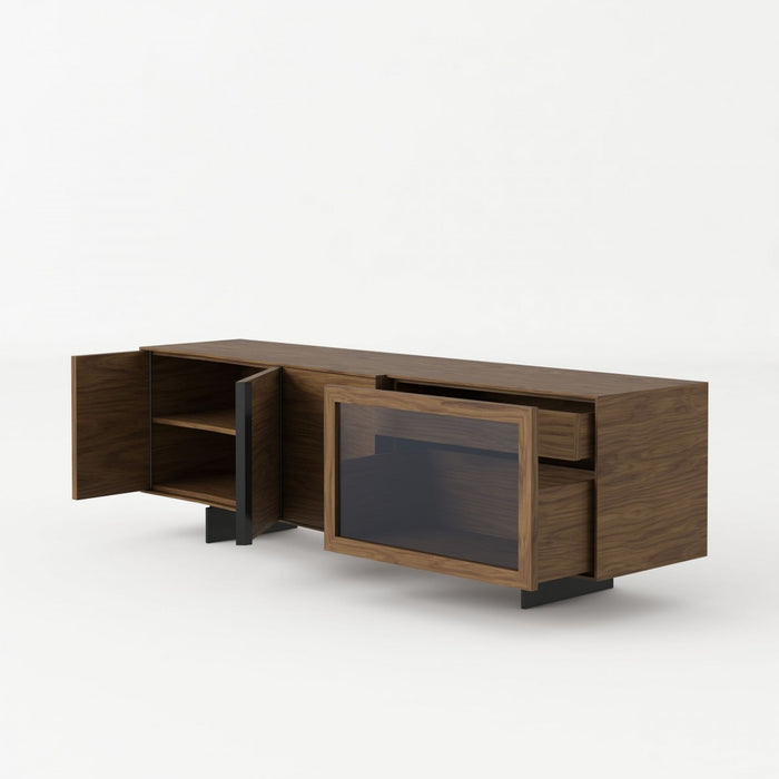 VIG Furniture - Modrest Glencoe Modern Walnut & Grey Glass Buffet - VGBBMK2005SB-BUFF