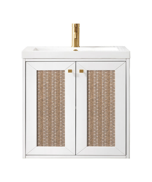 James Martin Furniture - Chianti 24" Single Vanity Cabinet, Glossy White w/ White Glossy Composite Countertop - E303V24GWWG - GreatFurnitureDeal