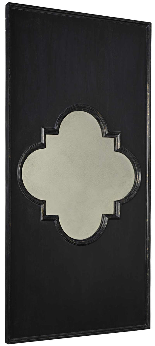 NOIR Furniture - Good Luck Mirror in Hand Rubbed Black with Gold Trim - GMIR120HBG