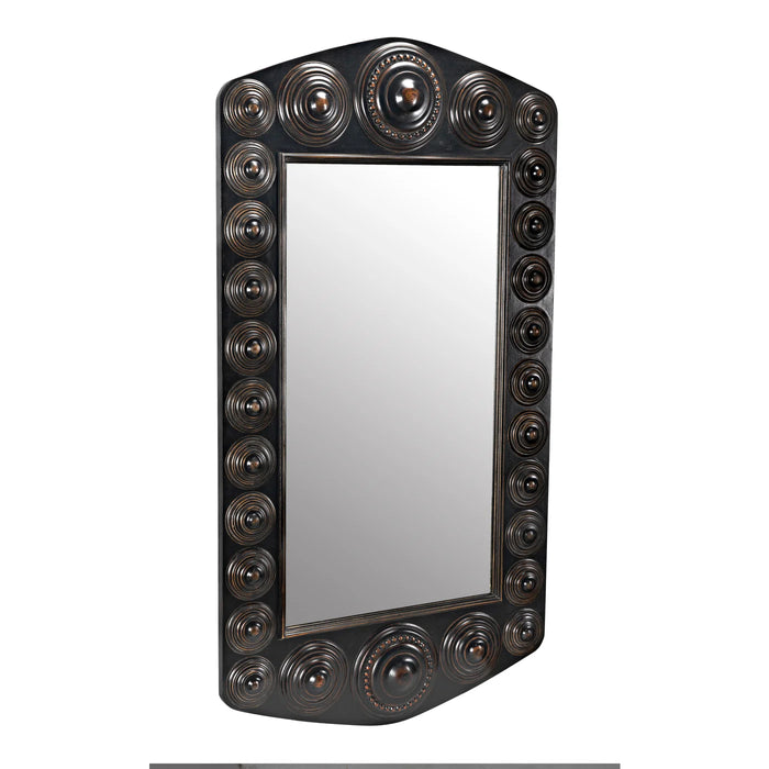 NOIR Furniture - Nanna Mirror in Hand Rubbed Black with Light Brown Trim - GMIR172HB - GreatFurnitureDeal