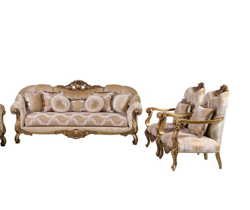 European Furniture - Golden Knights 3 Piece Luxury Living Room Set in Golden Bronze - 4590-S2C