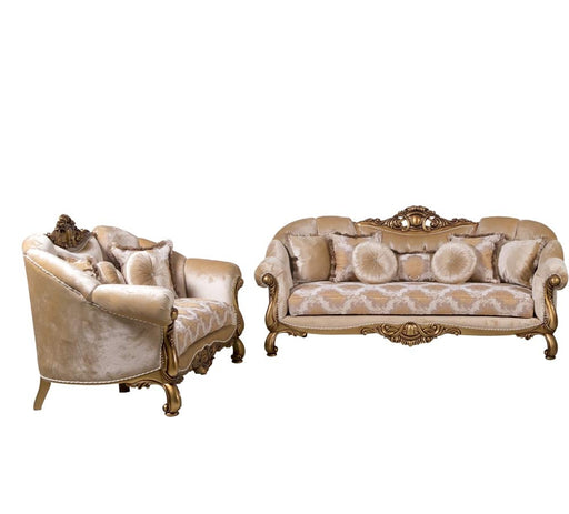 European Furniture - Golden Knights 2 Piece Luxury Sofa Set in Golden Bronze - 4590-SL