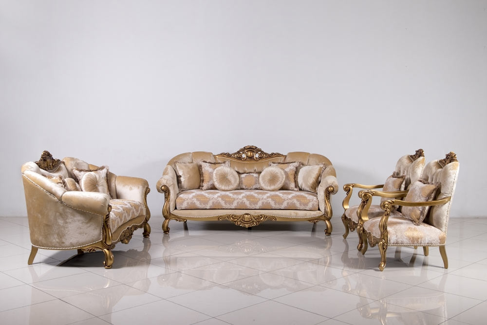 European Furniture - Golden Knights 3 Piece Luxury Living Room Set in Golden Bronze - 4590-SLC - GreatFurnitureDeal