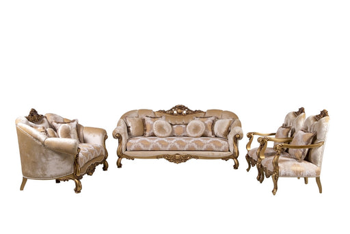 European Furniture - Golden Knights 3 Piece Luxury Living Room Set in Golden Bronze - 4590-SLC