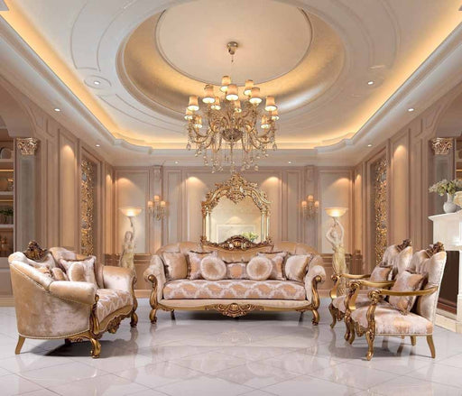 European Furniture - Golden Knights 3 Piece Luxury Living Room Set in Golden Bronze - 4590-SLC