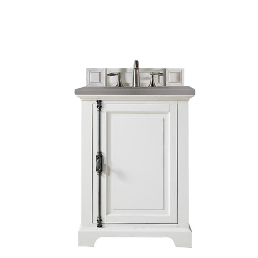 James Martin Furniture - Providence 26" Single Vanity Cabinet, Bright White, w- 3 CM Grey Expo Quartz Top - 238-105-V26-BW-3GEX - GreatFurnitureDeal