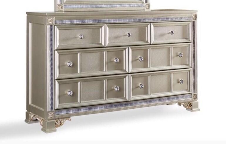 Myco Furniture - Gracie Dresser with Mirror in Champagne - GR545-DR-M - GreatFurnitureDeal