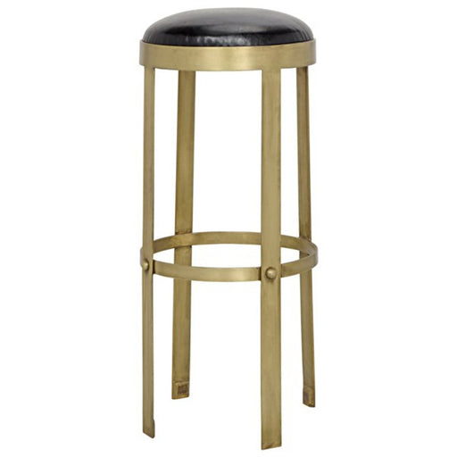 NOIR Furniture - Prince Stool with Leather, Brass Finish - GSTOOL146MB-L - GreatFurnitureDeal