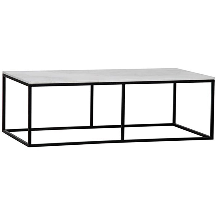 NOIR Furniture - Lois Coffee Table, White Stone and Black Metal - GTAB1002MTB - GreatFurnitureDeal
