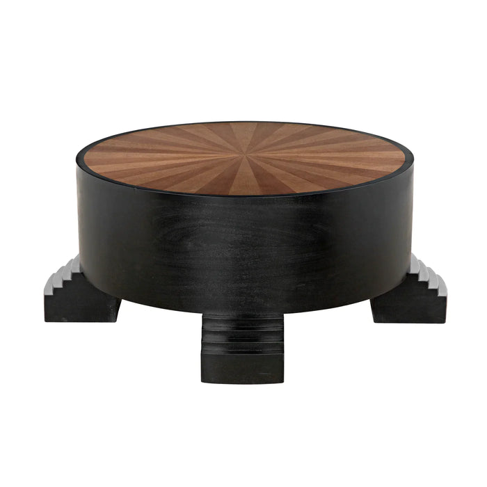 NOIR Furniture - Tambour Coffee Table in Hand Rubbed Black with Veneer Top - GTAB1114HBV