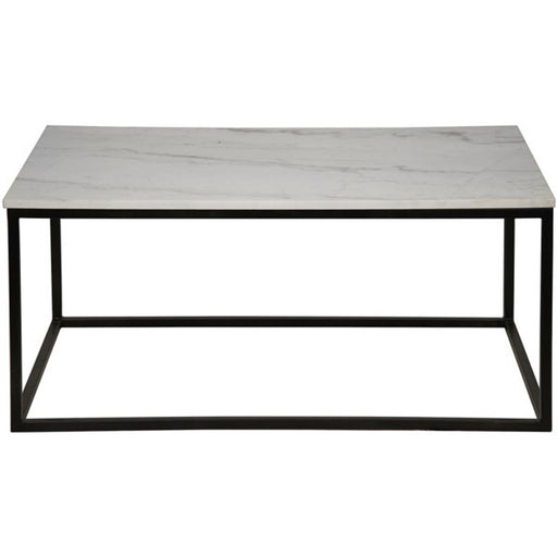 NOIR Furniture - Manning Coffee Table, Black Metal with Quartz Top - GTAB187MTB - GreatFurnitureDeal