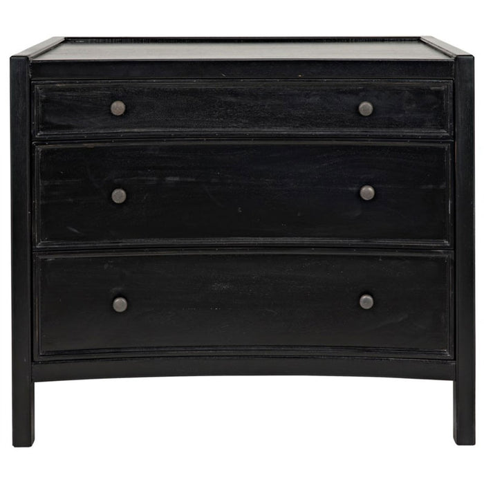 NOIR Furniture - QS Hampton 3 Drawer Night Stand, Hand Rubbed Black - GTAB245HB - GreatFurnitureDeal