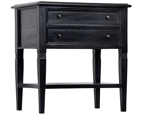 NOIR Furniture - QS Oxford 2 Drawer Side Table, Hand Rubbed Black - GTAB246HB - GreatFurnitureDeal