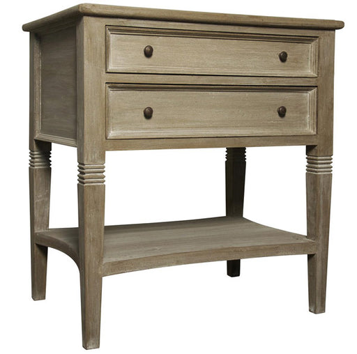 NOIR Furniture - QS Oxford 2 Drawer Side Table, Weathered - GTAB246WEA - GreatFurnitureDeal