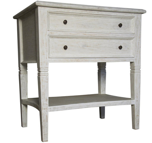 NOIR Furniture - QS Oxford 2 Drawer Side Table, White Wash - GTAB246WH - GreatFurnitureDeal