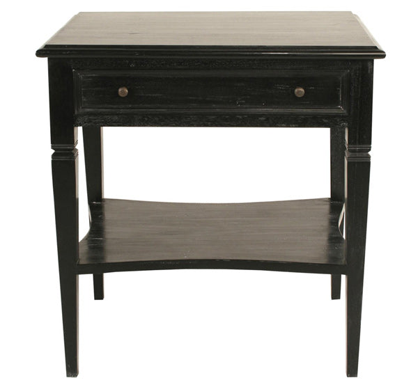 NOIR Furniture - Oxford 1 Drawer Side Table, Hand Rubbed Black - GTAB247HB - GreatFurnitureDeal