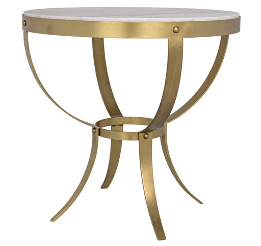 NOIR Furniture - Byron Side Table, Metal W-Brass Fiish, White Stone - GTAB286MB - GreatFurnitureDeal