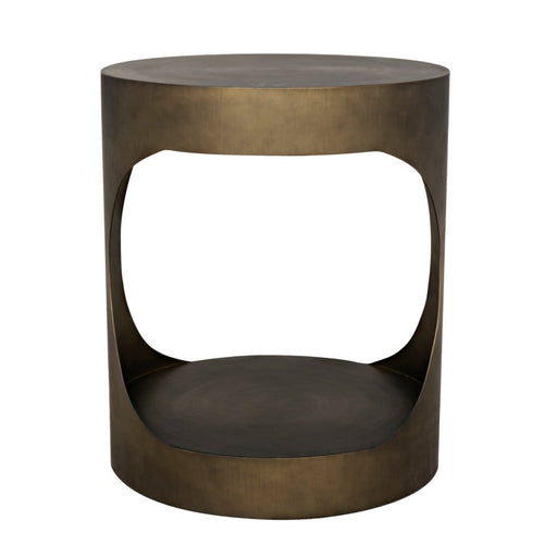 NOIR Furniture - Eclipse Round Side Table, Metal with Aged Brass Finish - GTAB302AB - GreatFurnitureDeal