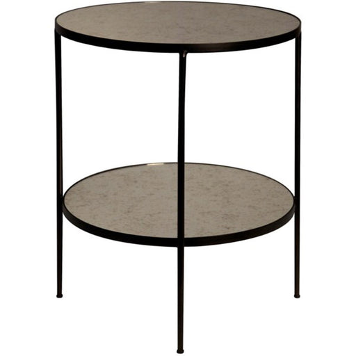 NOIR Furniture - Anna Side Table, Black Metal with Antique Glass - GTAB622MTB - GreatFurnitureDeal