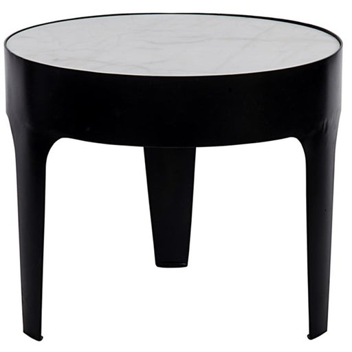 NOIR Furniture - Cylinder Side Table, Black Metal with Quartz Top, Large - GTAB694MTB - GreatFurnitureDeal