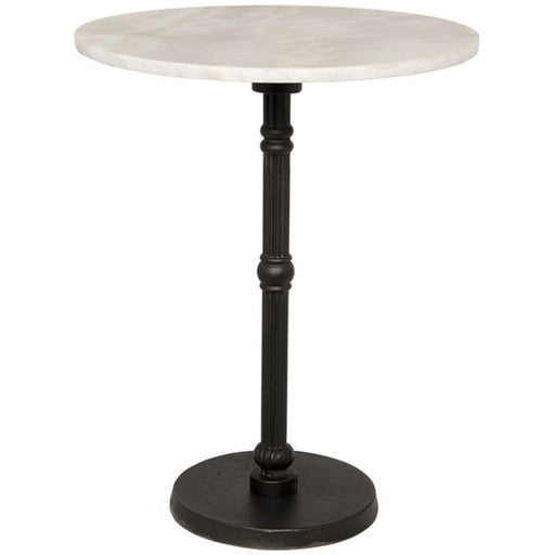 NOIR Furniture - Antonie Side Table, Black Metal with White Stone - GTAB776MTB - GreatFurnitureDeal