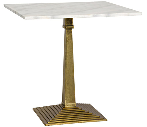 NOIR Furniture - Fadim Side Table, White Stone, Antique Brass Finish - GTAB781MB - GreatFurnitureDeal