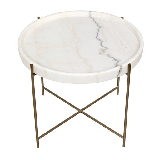 NOIR Furniture - Chuy Side Table, Antique Silver and White Marble - GTAB799ASV - GreatFurnitureDeal