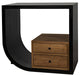 NOIR Furniture - Burton Side Table Left Hand Rubbed Black and Teak - GTAB848HB-L - GreatFurnitureDeal