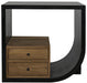 NOIR Furniture - Burton Side Table, Right, Hand Rubbed Black and Teak - GTAB848HB-R - GreatFurnitureDeal